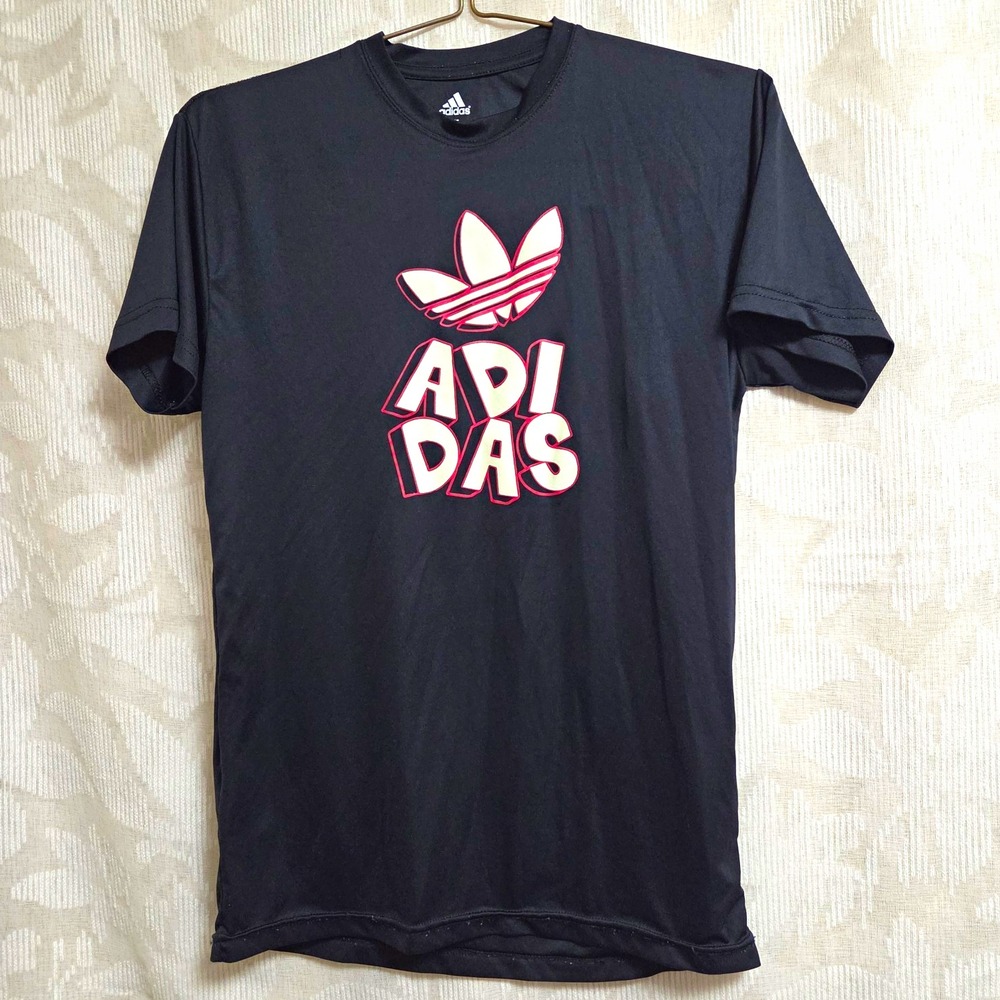 Adidas Mens T-Shirt S Black Graphic Print Hipster Retro Streetwear Originals